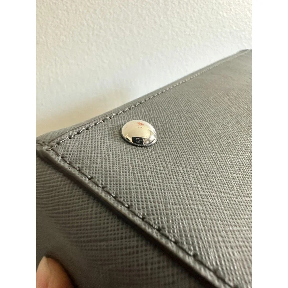 Michael Kors Saffiano Large Dome Satchel Purse Gray Crossbody Detachable Strap